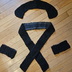 Vintage Black Mouton Lambswool Set